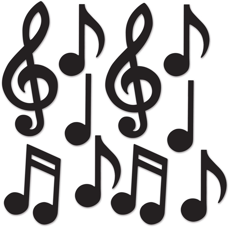 Mini Musical Notes Silhouettes – 5½"-10¼" – (10/Pkg) by Beistle for Music Silhouettes