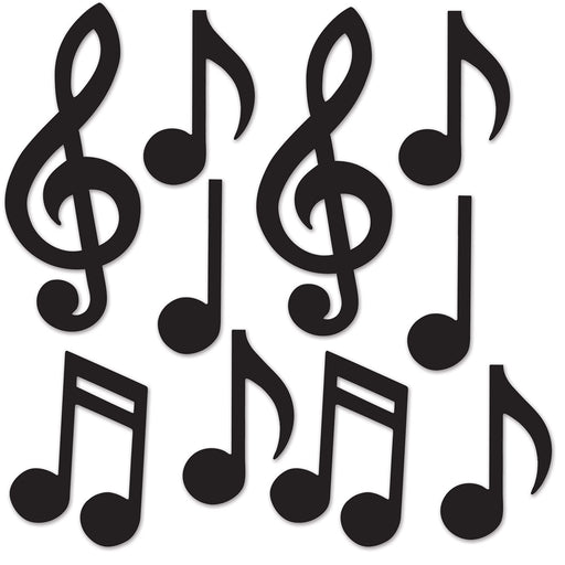 Mini Musical Notes Silhouettes – 5½"-10¼" – (10/Pkg) by Beistle for Music Silhouettes