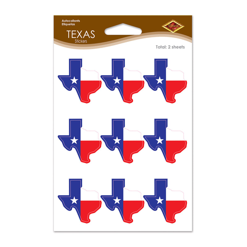 Texas Stickers – 4" x 6" Sh – (2 Shs/Pkg) by Beistle for Western Stickers