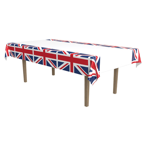 Union Jack Tablecover – 54" x 108" – (1/Pkg) by Beistle for British Table Covers - Patterned