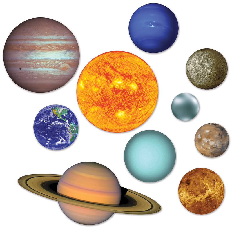 Solar System Cutouts – 4¼"-22" – (10/Pkg) by Beistle for Space Printed