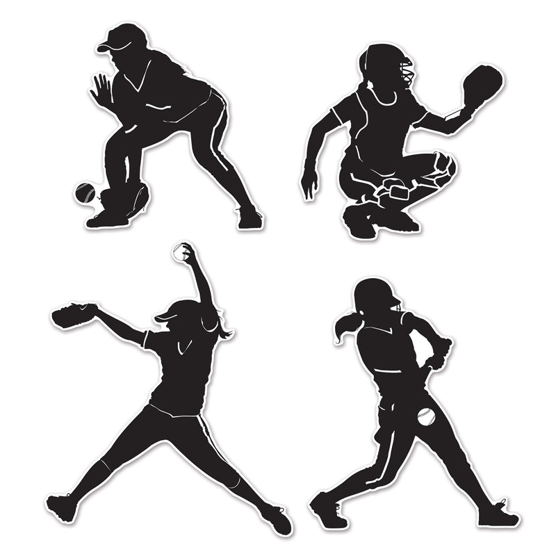 Softball Silhouettes – 9"-12½" – (4/Pkg)
