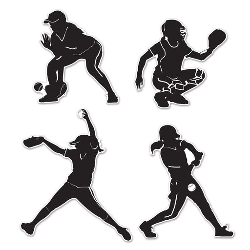 Softball Silhouettes – 9"-12½" – (4/Pkg) by Beistle for Sports Silhouettes