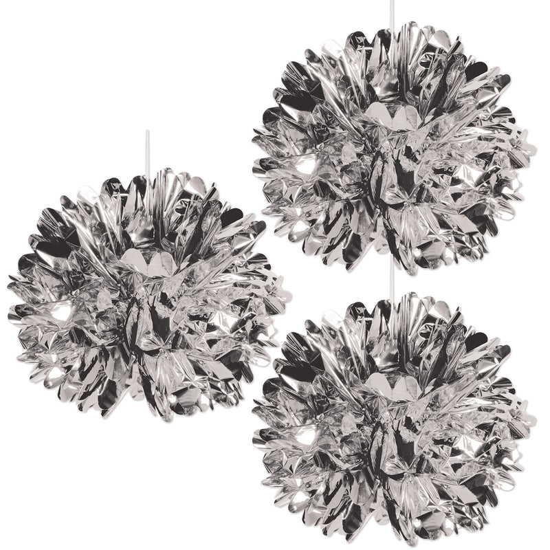 Metallic Fluff Balls – 16" – (3/Pkg)
