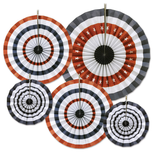 Patriotic Accordion Paper Fans – Asstd – (5/Pkg) by Beistle for Patriotic Decorative Fans