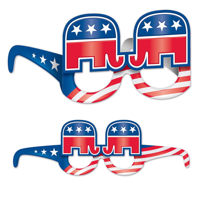 Republican Eyeglasses – (4/Pkg) by Beistle for Patriotic Eyeglasses