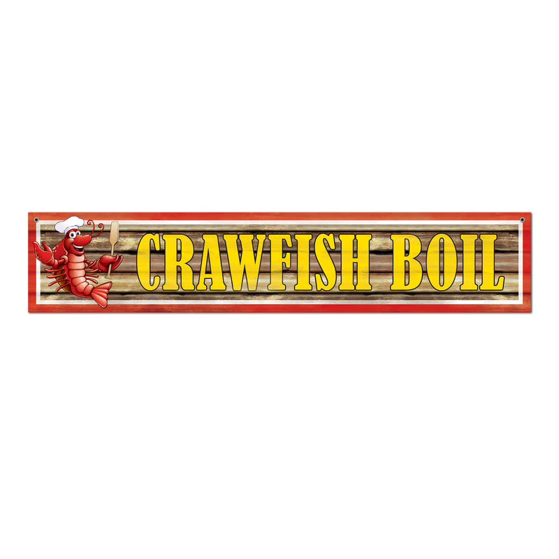Crawfish Boil Banner – 12" x 5' – (1/Pkg) by Beistle for Mardi Gras All-Weather