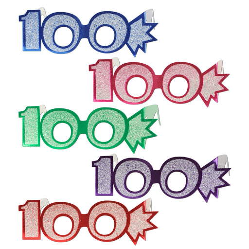 "100" Glittered Foil Eyeglasses by Beistle for Birthday-Age Specific Eyeglasses