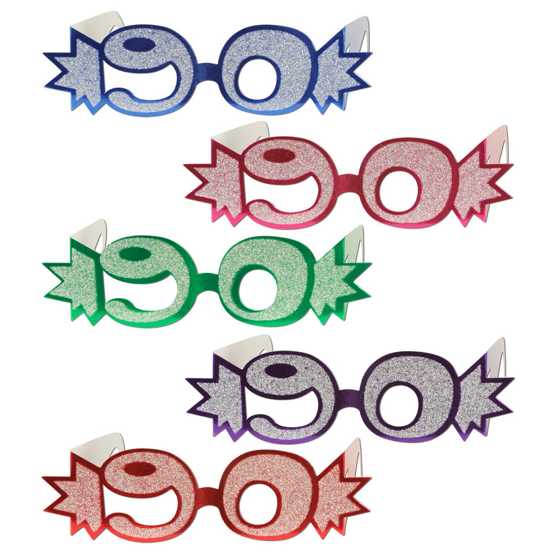 "90" Glittered Foil Eyeglasses
