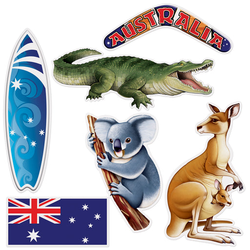 Australian Cutouts – 12¼"-19¾" – (6/Pkg) by Beistle for Australian Printed
