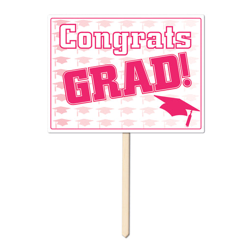 Plastic Congrats Grad Yard Sign – 11" x 15" by Beistle for Graduation Plastic Yard Signs