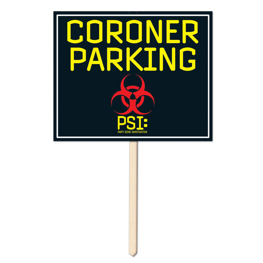 Coroner Parking Yard Sign – 12" x 15" by Beistle for Crime Scene Yard Signs