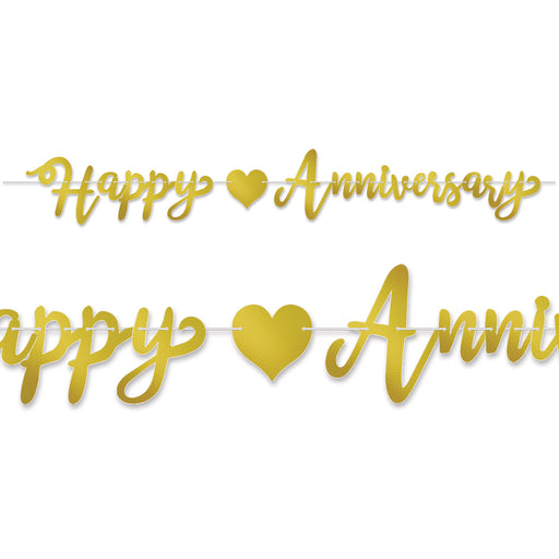 Foil Happy Anniversary Streamer – 7½" x 6' – (1/Pkg) by Beistle for Anniversary Streamers