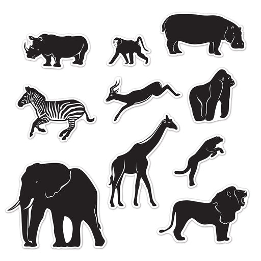 Jungle Animal Silhouettes – 6¾"-15¼" – (10/Pkg) by Beistle for Jungle Silhouettes