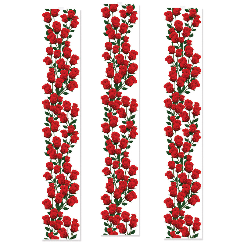 Roses Party Panels – 12" x 6' – (3/Pkg) by Beistle for General Occasion Party Panels