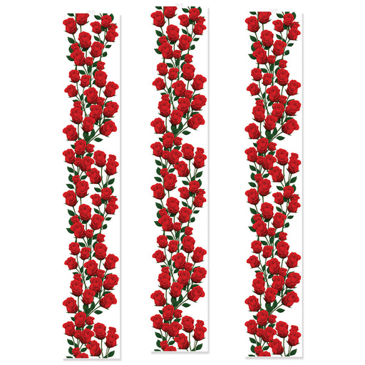 Roses Party Panels – 12" x 6' – (3/Pkg) by Beistle for General Occasion Party Panels