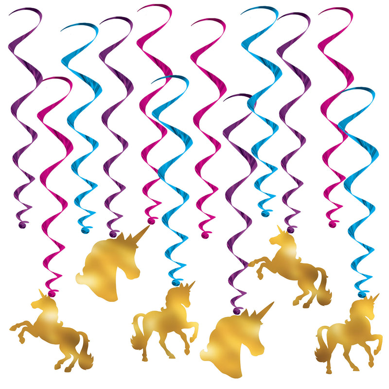 Unicorn Whirls – 17"-31½" – (12/Pkg) by Beistle for Unicorn Whirls