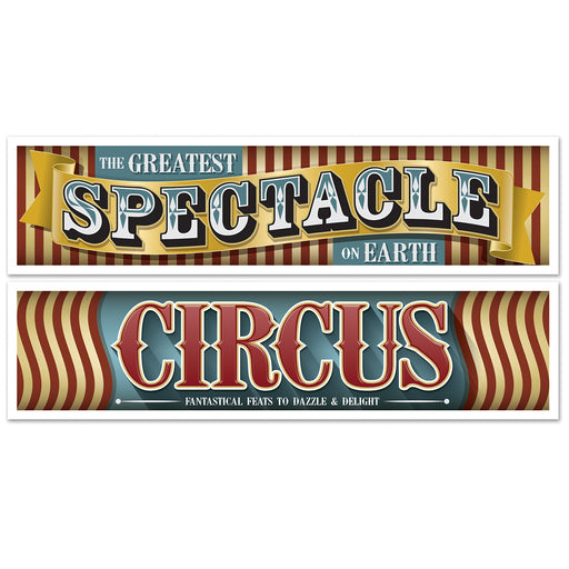 Vintage Circus Banners – 15" x 5' – (2/Pkg) by Beistle for Vintage Circus All-Weather