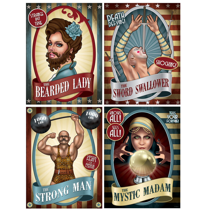 Vintage Circus Poster Cutouts – 15¼" – (4/Pkg) by Beistle for Vintage Circus Signs