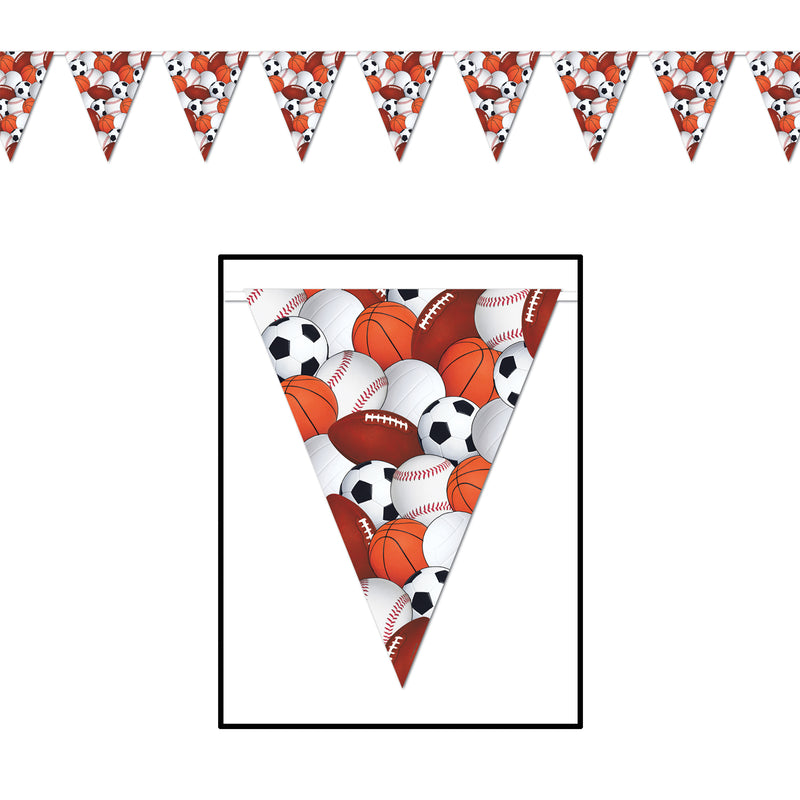 Sports Pennant Banner – 11" x 12' – (1/Pkg) by Beistle for Sports Pennant Banners