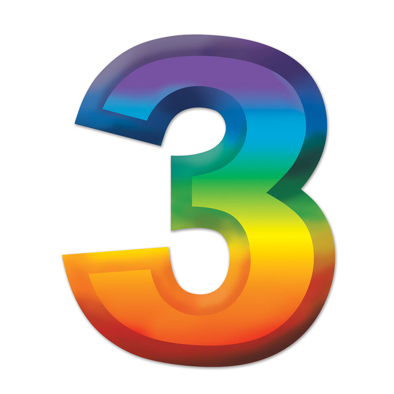 Multi-Color Plastic 3-D Number "3" – 11" by Beistle for Birthday-Age Specific Plastic Decorations