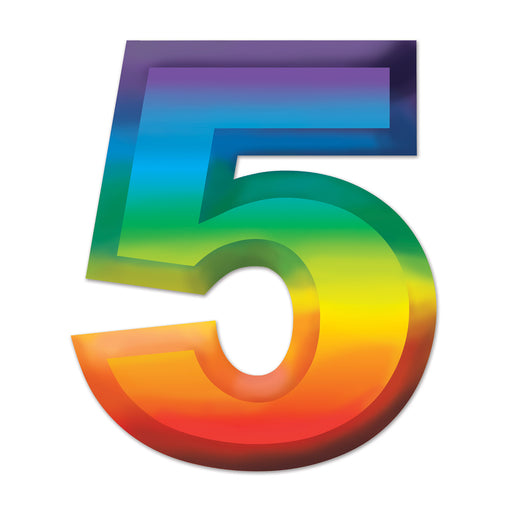 Multi-Color Plastic 3-D Number "5" – 11" by Beistle for Birthday-Age Specific Plastic Decorations