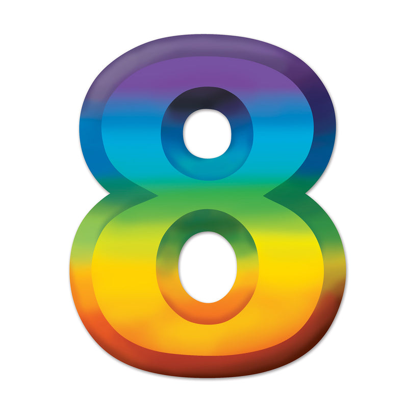 Multi-Color Plastic 3-D Number "8" – 11" by Beistle for Birthday-Age Specific Plastic Decorations