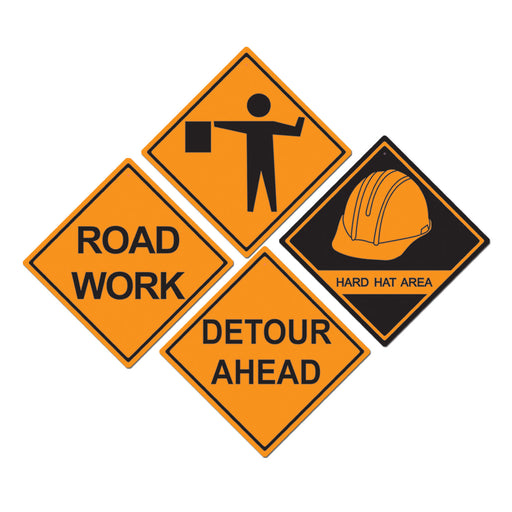 Construction Sign Cutouts – 17" – (4/Pkg) by Beistle for Construction Printed
