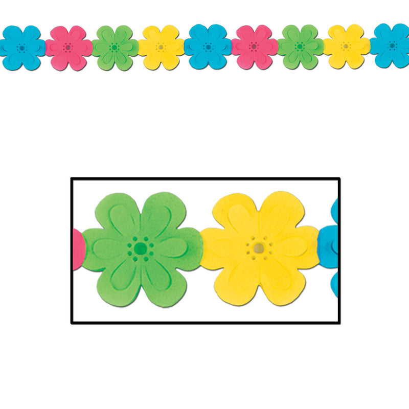 Flower Garland – 7" x 12' – (1/Pkg) by Beistle for Luau Tissue