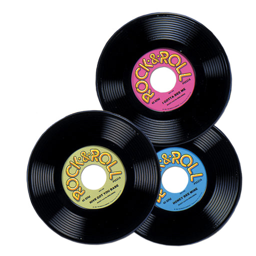 Plastic Records – 9" – (3/Pkg) by Beistle for 50's/Rock & Roll Plastic Decorations