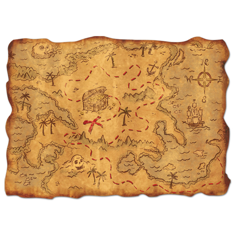 Plastic Treasure Map – 12" x 18" – (1/Pkg) by Beistle for Pirate Games