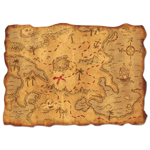 Plastic Treasure Map – 12" x 18" – (1/Pkg) by Beistle for Pirate Games
