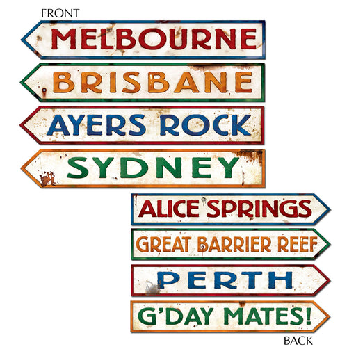 Australian Street Sign Cutouts – 3¾" x 23¾" – (4/Pkg) by Beistle for Australian Printed