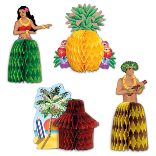 Luau Mini Centerpieces – 5½" – (4/Pkg) by Beistle for Luau Tissue