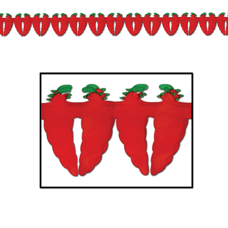 Chili Pepper Garland – 5½" x 12' – (1/Pkg) by Beistle for Fiesta/Cinco de Mayo Tissue