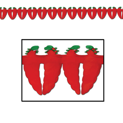 Chili Pepper Garland – 5½" x 12' – (1/Pkg) by Beistle for Fiesta/Cinco de Mayo Tissue
