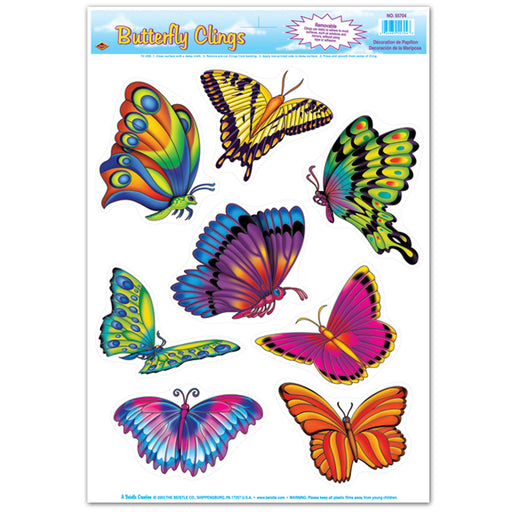 Butterfly Clings – 12" x 17" Sh – (8/Sh) by Beistle for Spring/Summer Window Clings