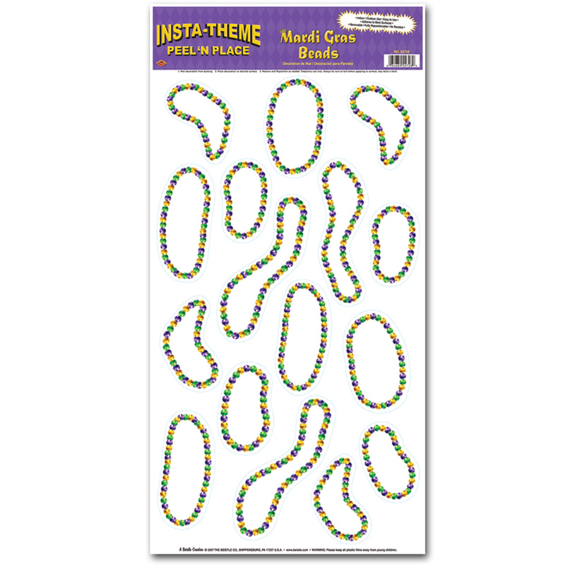 Mardi Gras Beads Peel 'N Place – 12" x 24" Sh – (16/Sh) by Beistle for Mardi Gras Peel 'N Place