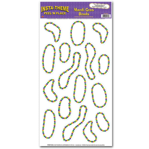 Mardi Gras Beads Peel 'N Place – 12" x 24" Sh – (16/Sh) by Beistle for Mardi Gras Peel 'N Place