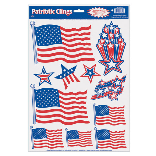 Patriotic Clings – 12" x 17" Sht – (11/Sht) by Beistle for Patriotic Window Clings
