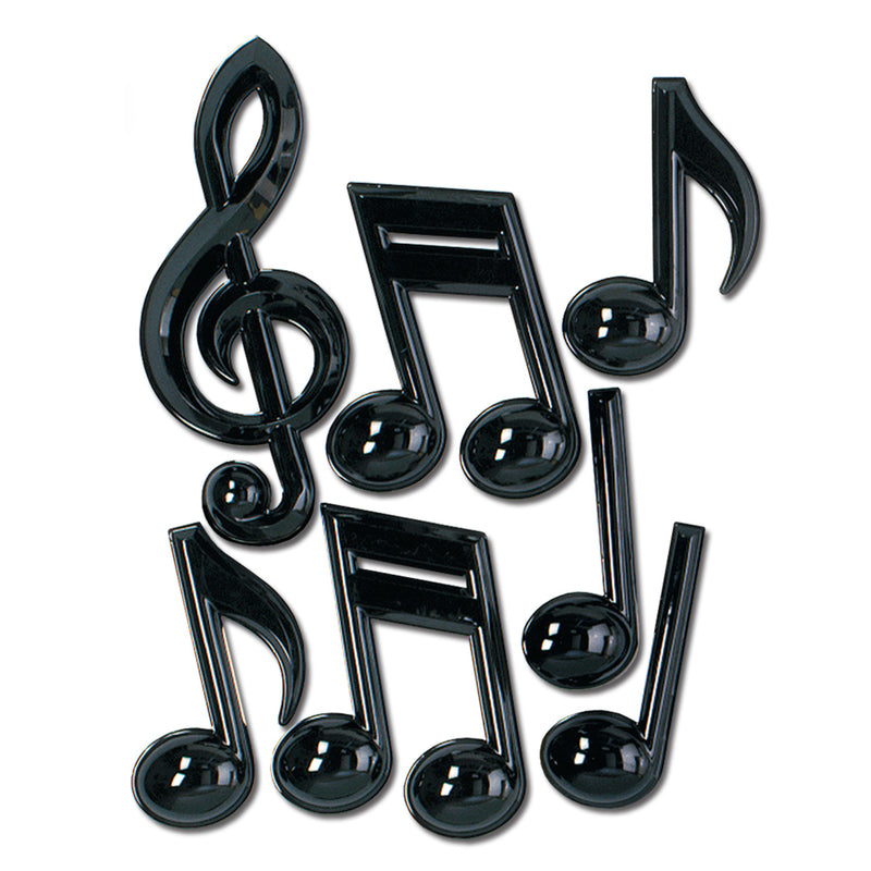 Black Plastic Musical Notes – 13"-22" – (7/Pkg)