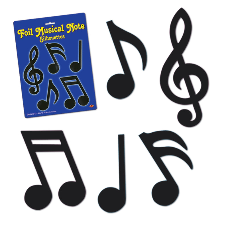 Foil Musical Notes Silhouettes – 5"-10" – (12/Pkg)
