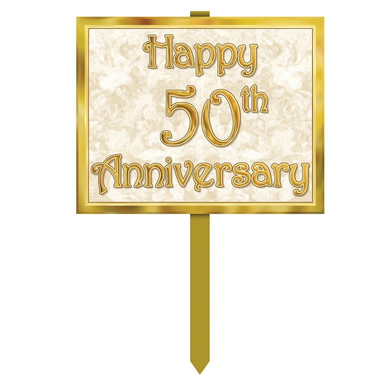 "50th" Anniversary Yard Sign – 12" x 15" by Beistle for Anniversary Yard Signs