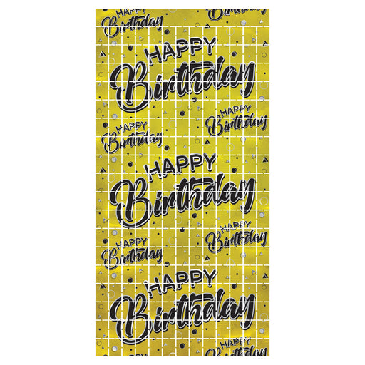 Happy Birthday Metallic Square Curtain – 6' 6" x 3' 2¼" – (1/Pkg) by Beistle for Birthday Curtains