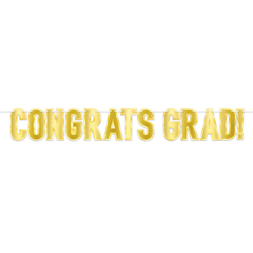 Foil Congrats Grad! Streamer – 7" x 5' 3" – (1/Pkg) by Beistle for Graduation Streamers