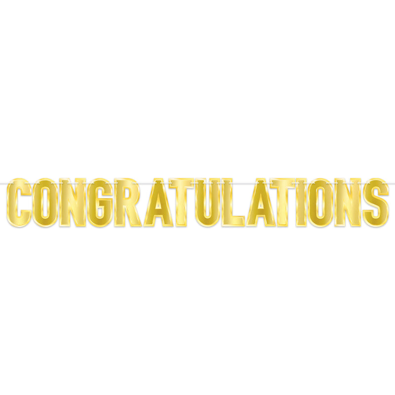 Foil Congratulations Streamer – 7" x 5' 6" – (1/Pkg) by Beistle for General Occasion Streamers