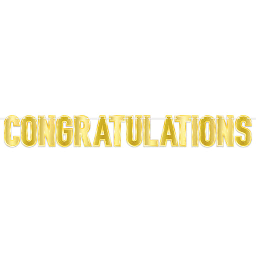 Foil Congratulations Streamer – 7" x 5' 6" – (1/Pkg) by Beistle for General Occasion Streamers