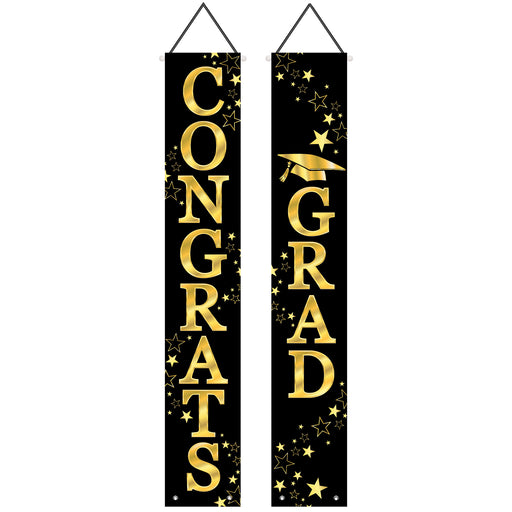 Congrats Grad Fabric Door Panel Set – 6' x 12¾" – (1/Pkg) by Beistle for Graduation Door Covers