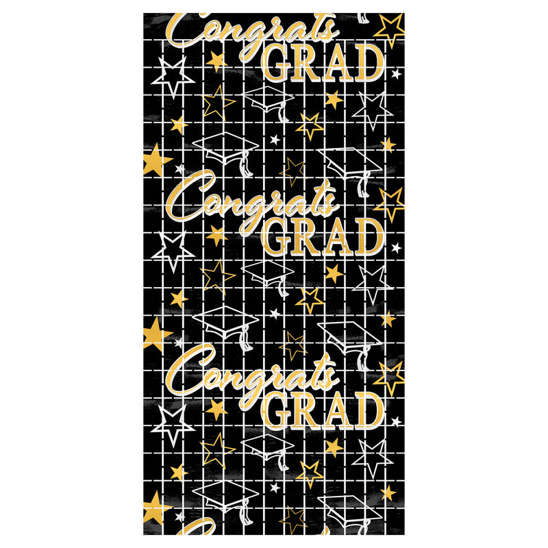 Congrats Grad Metallic Square Curtain – 6' 6" x 3' 2¼" – (1/Pkg) by Beistle for Graduation Curtains