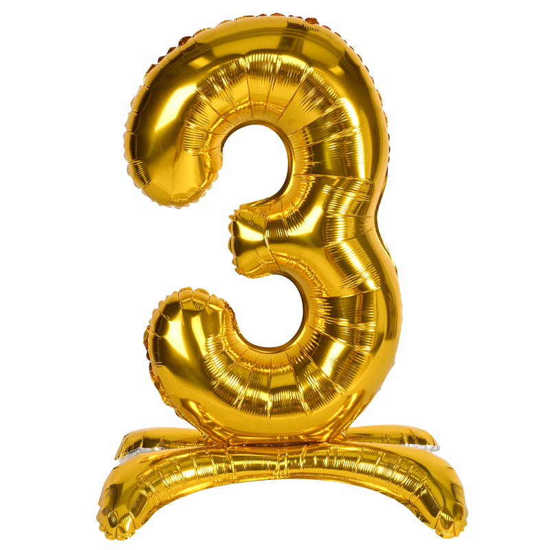 Self-Standing Balloon Number "3" – 26" – (1/Pkg) by Beistle for Birthday-Age Specific Mylar